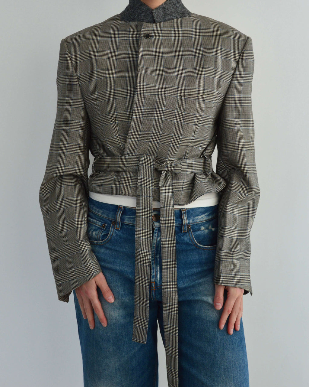 Tied-up Blazer - Checkred Grey (L)