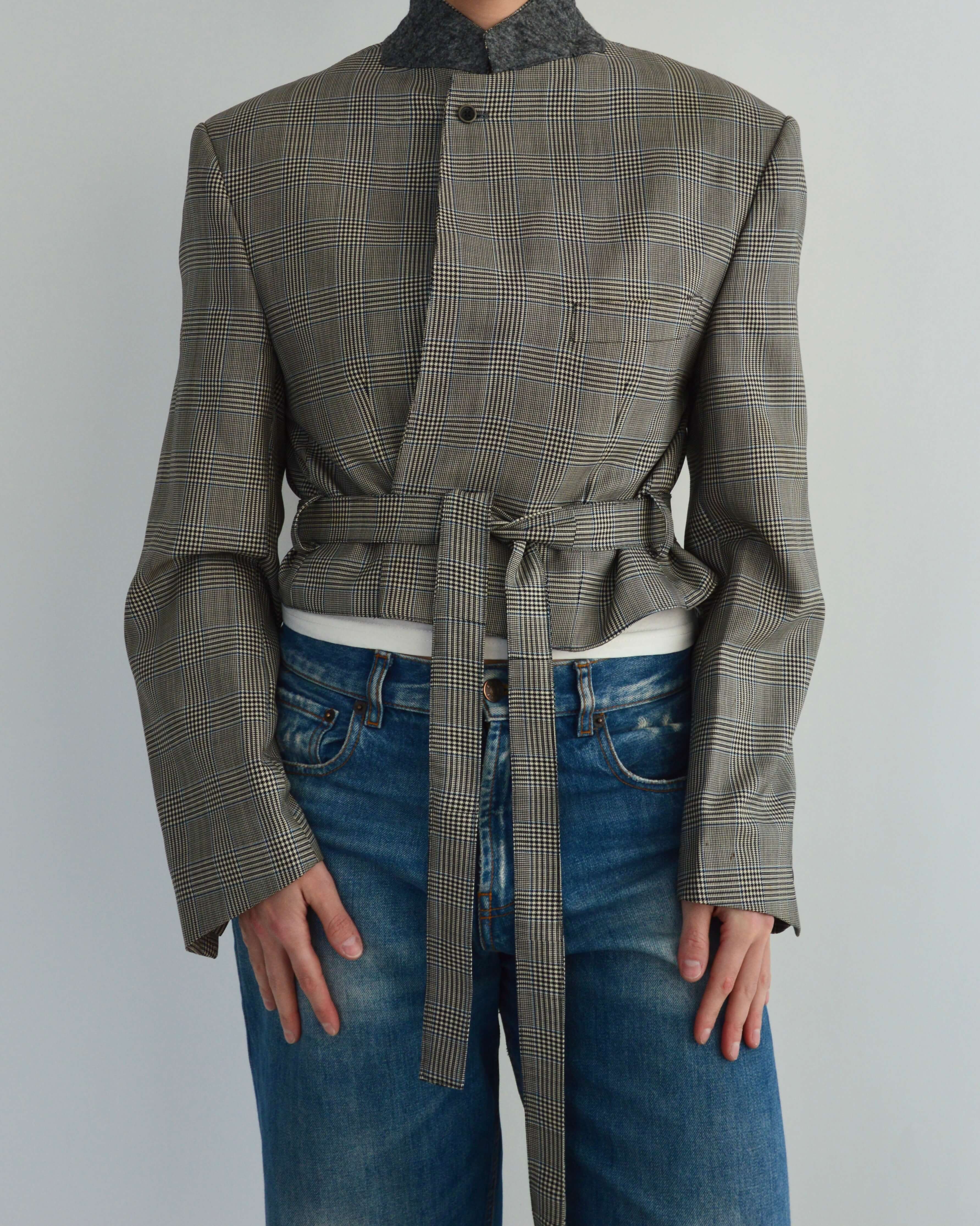 Tied-up Blazer - Checkred Grey (L)