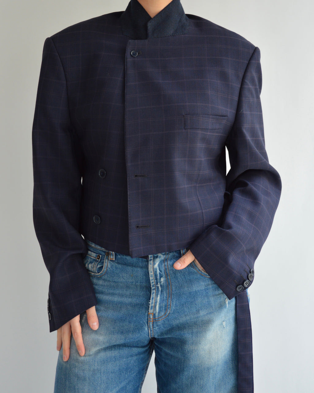 Tied-up Blazer - Blue Checkred (L)