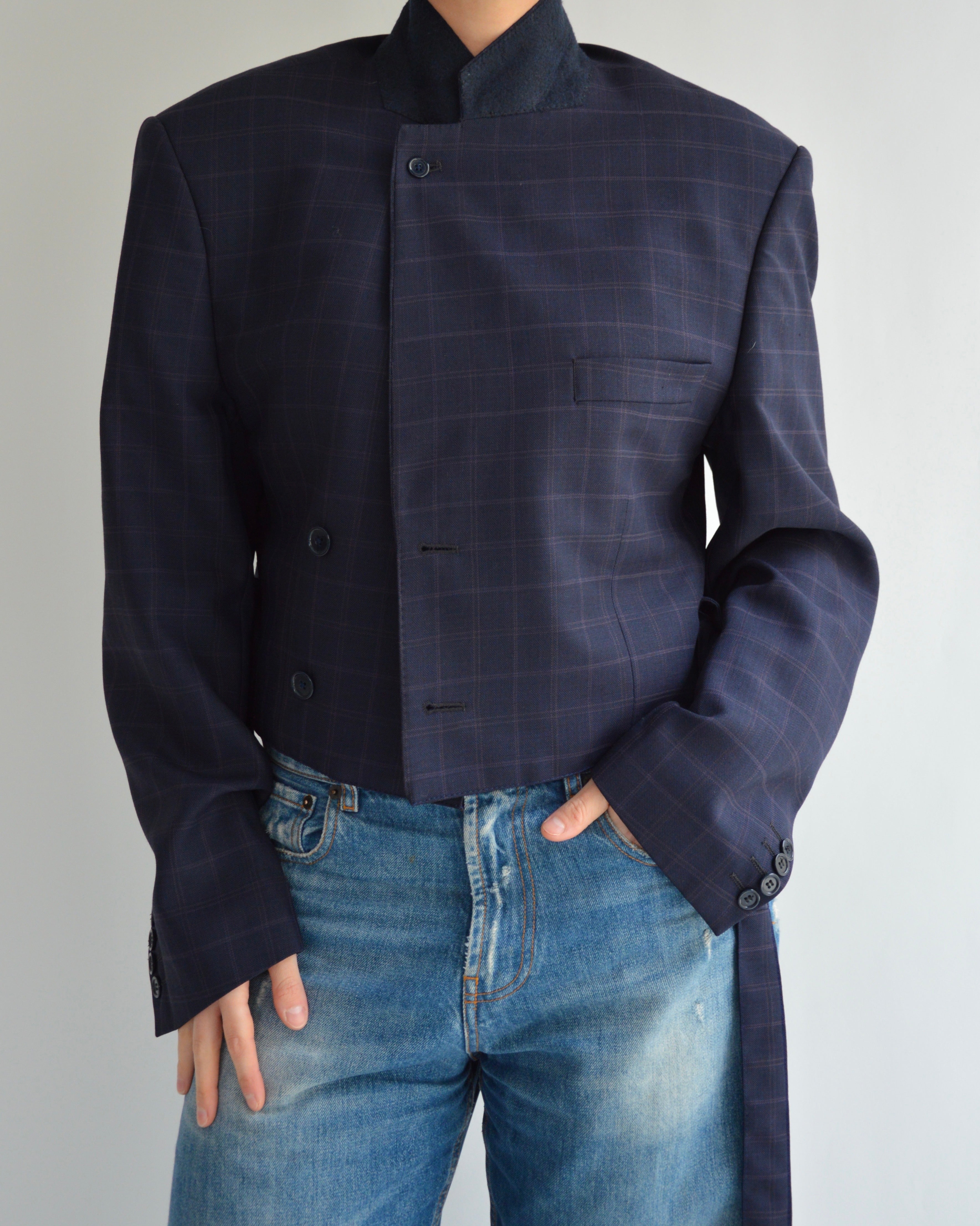 Tied-up Blazer - Blue Checkred (L)