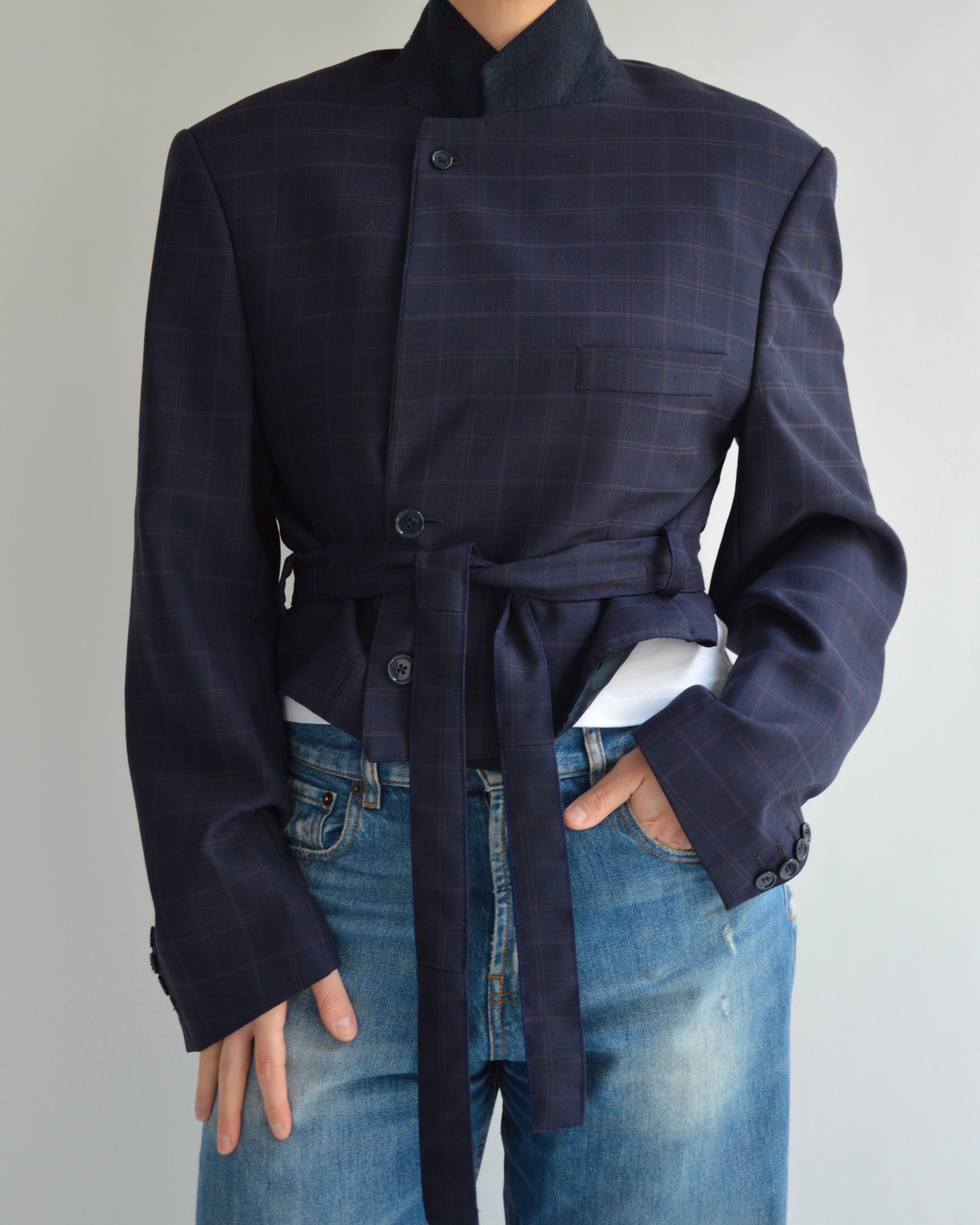 Tied-up Blazer - Blue Checkred (L)