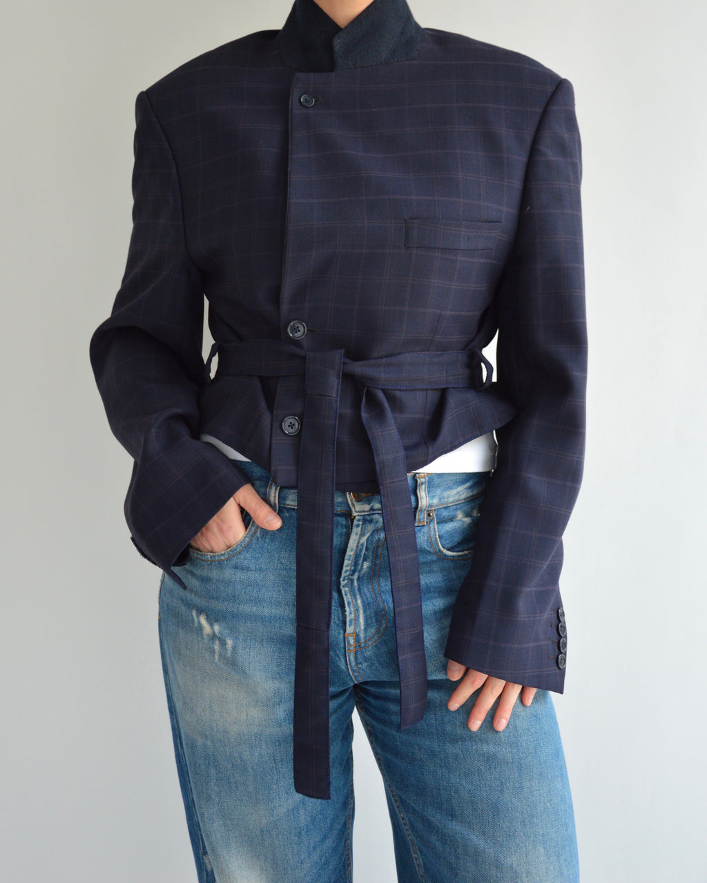 Tied-up Blazer - Blue Checkred (L)