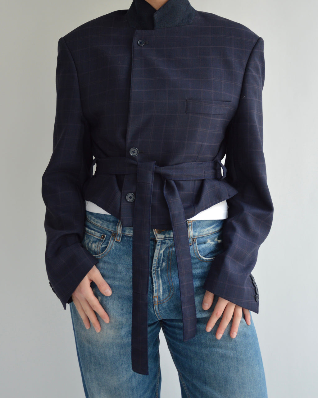 Tied-up Blazer - Blue Checkred (L)