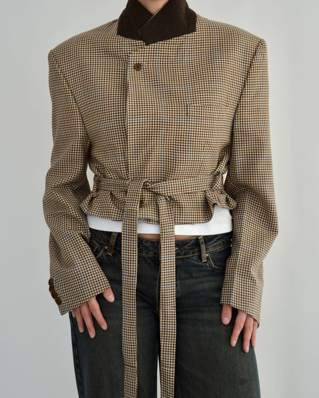 Tied-up Blazer - Brown Squared (L)