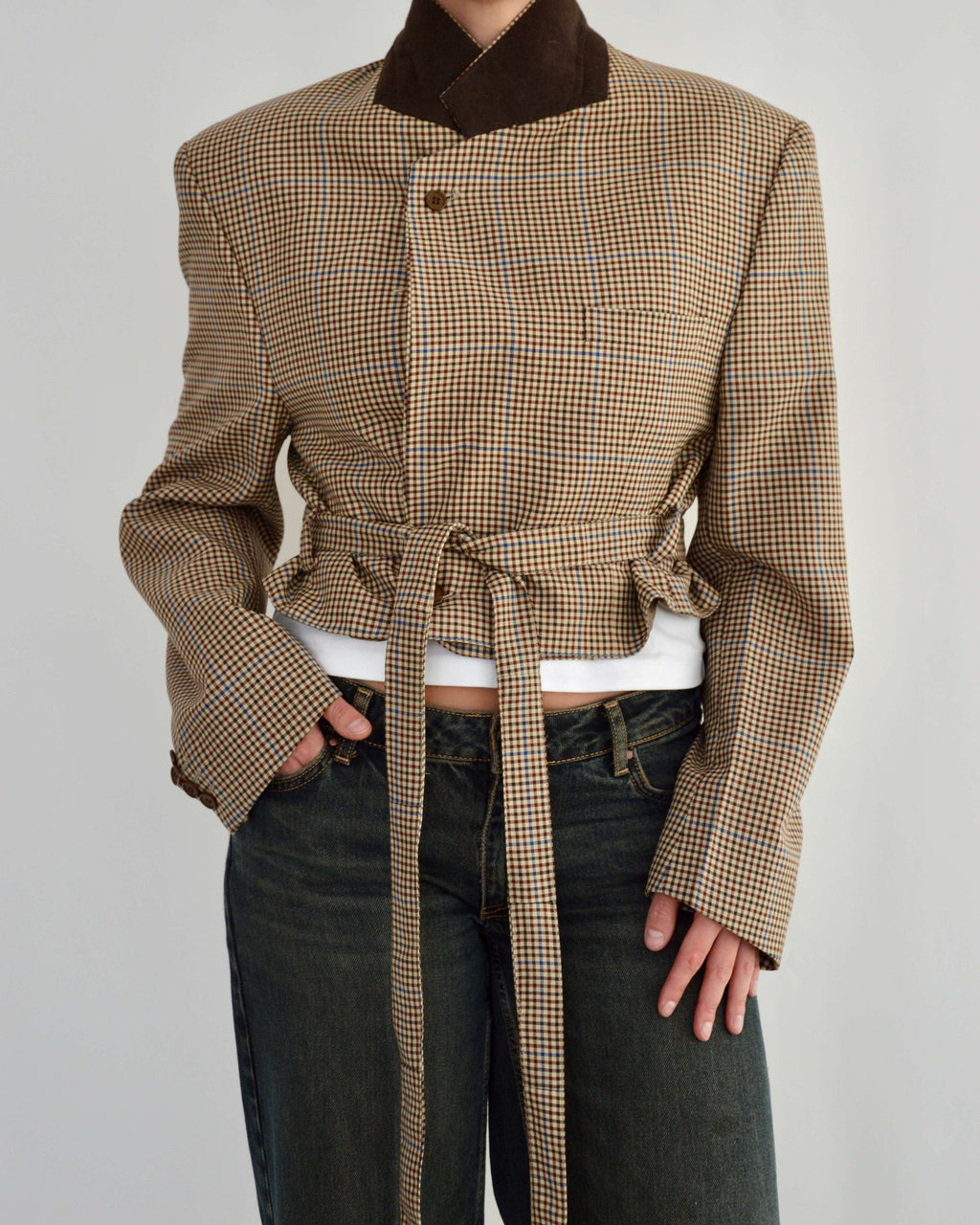 Tied-up Blazer - Brown Squared (L)
