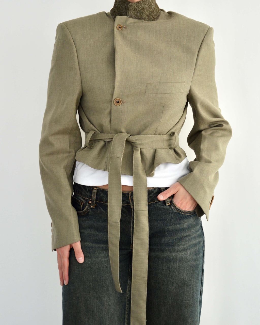 Vegan Tied-up Blazer - Soft Green (M)