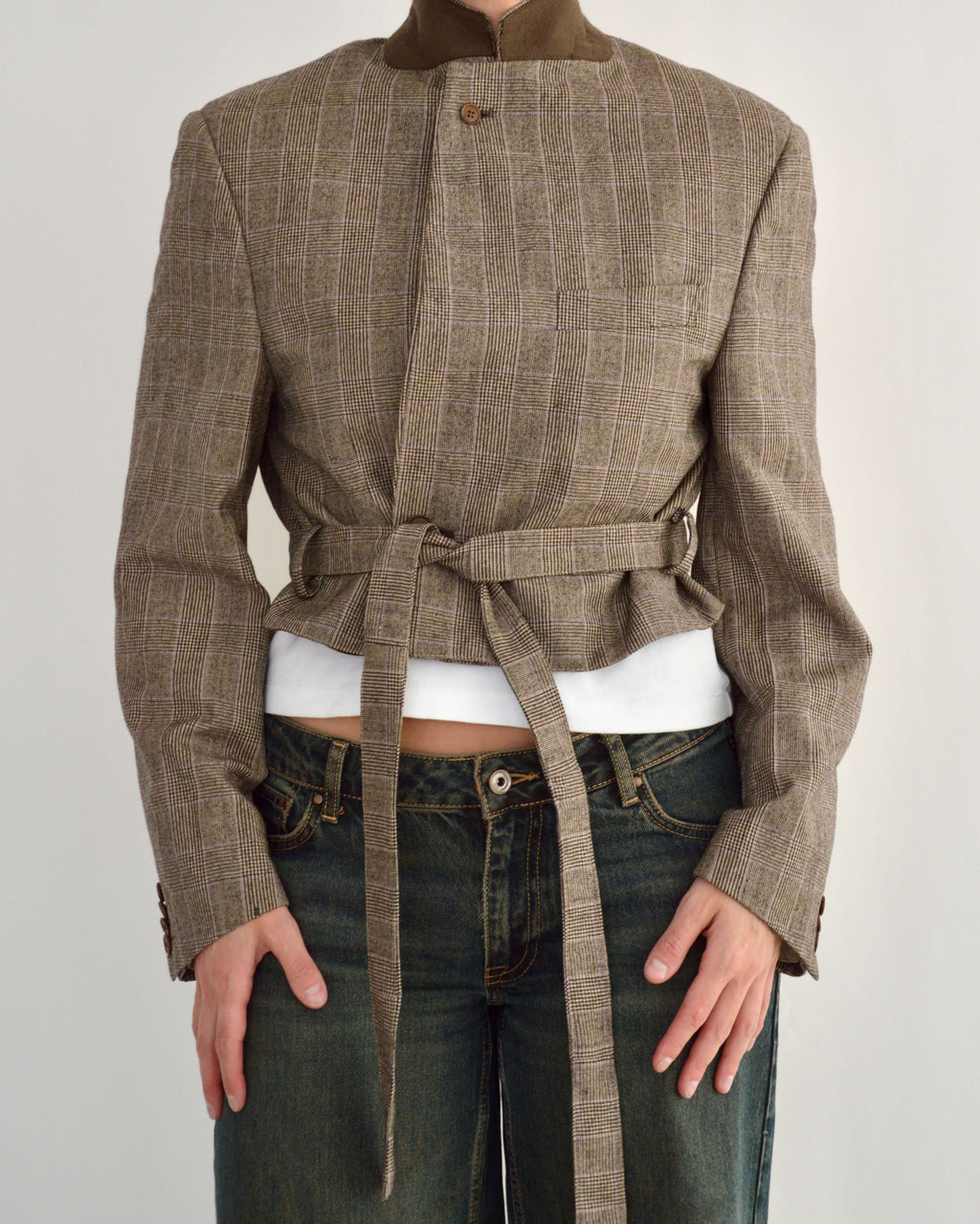 Tied-up Blazer - Textured Pinky Brown (M)