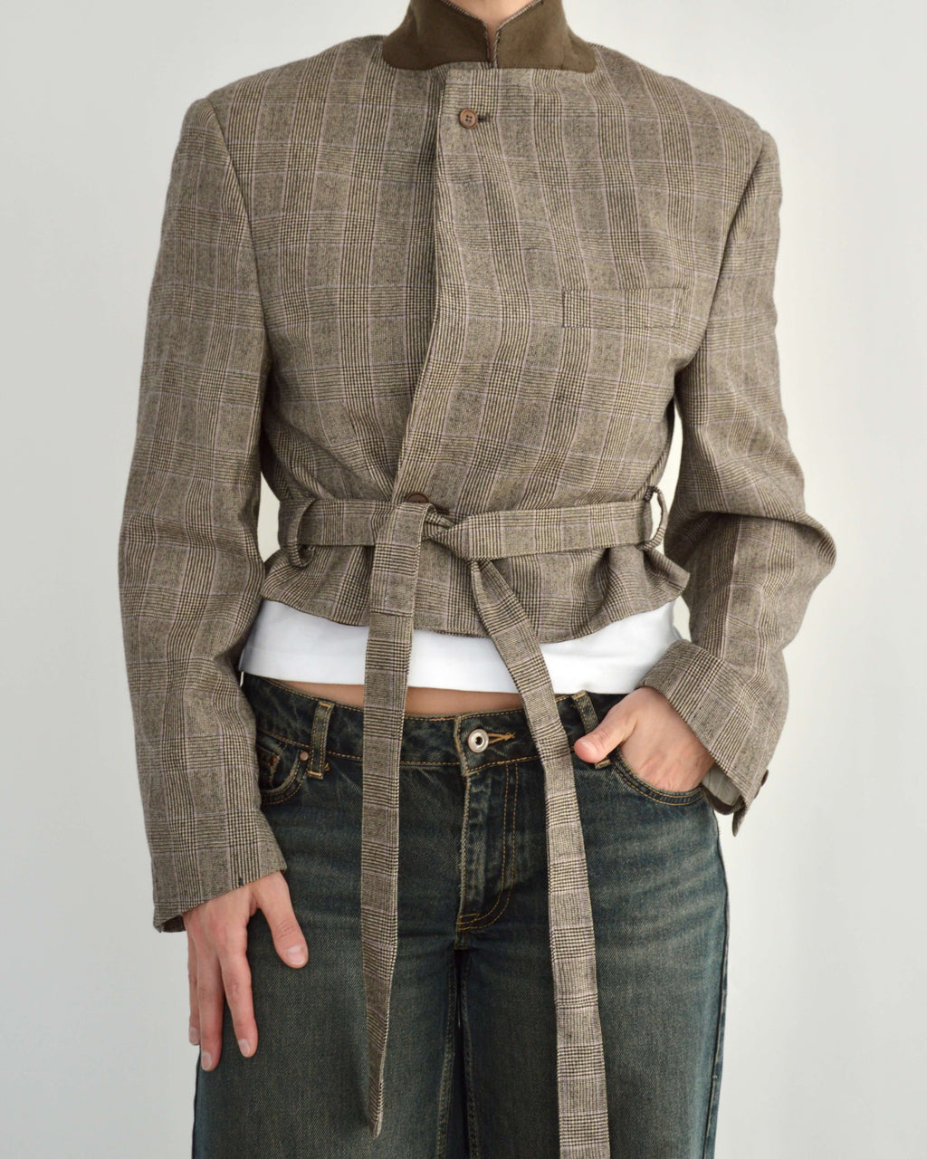 Tied-up Blazer - Textured Pinky Brown (M)