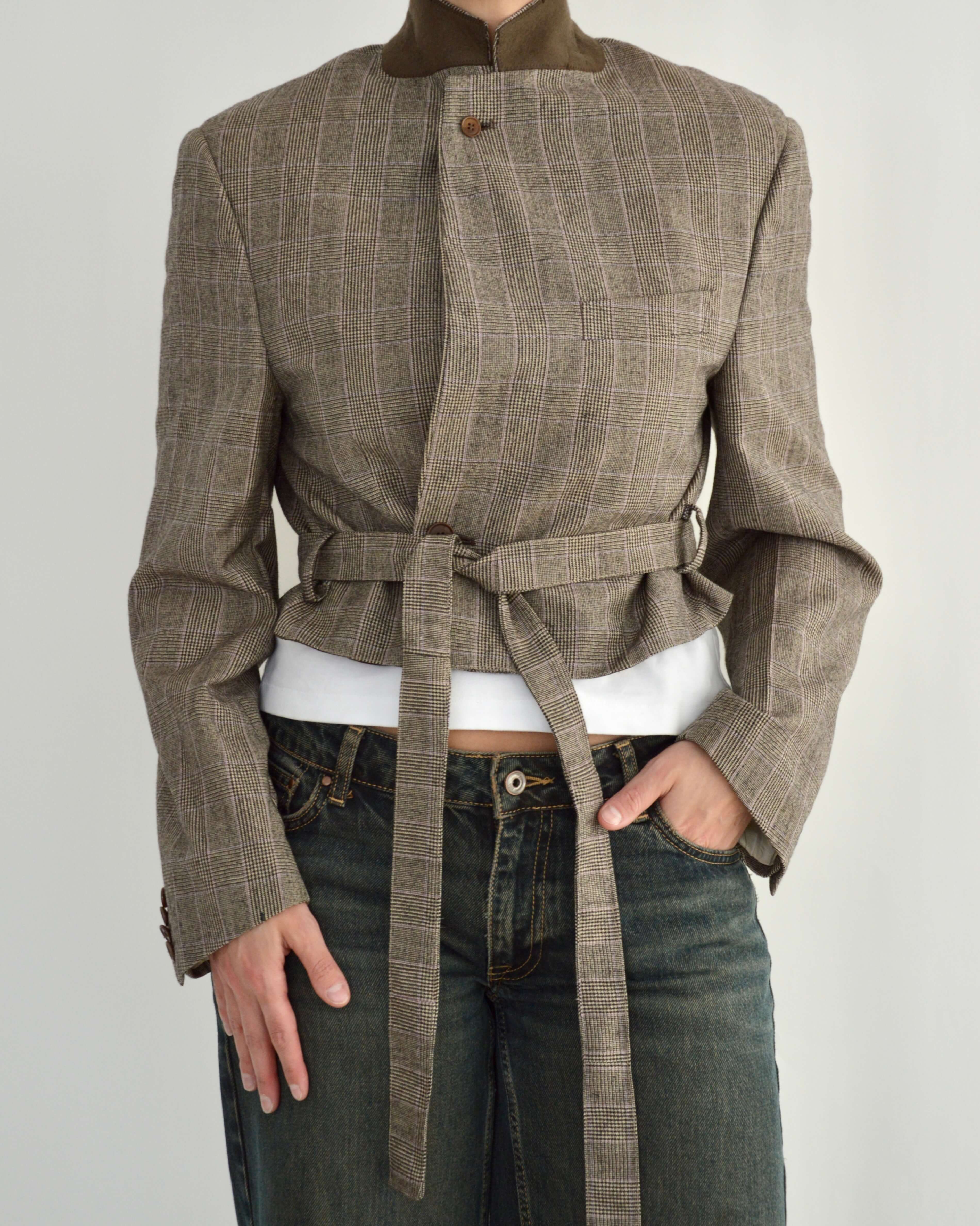 Tied-up Blazer - Textured Pinky Brown (M)