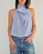 Halter Blouse - Blue Stripped (L)