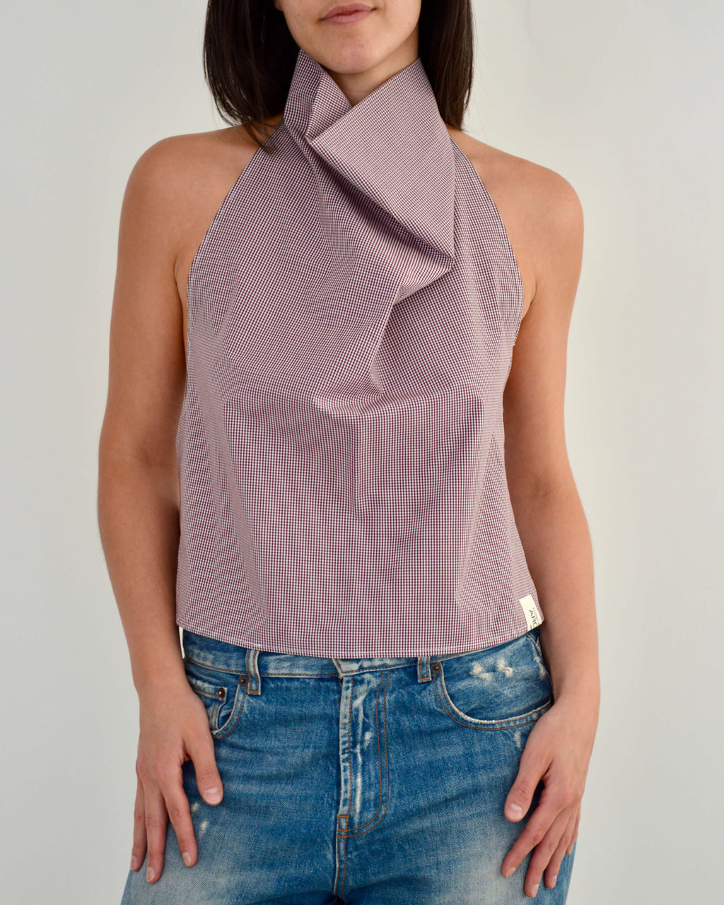 Halter Blouse - Gingham Burgundy (S)