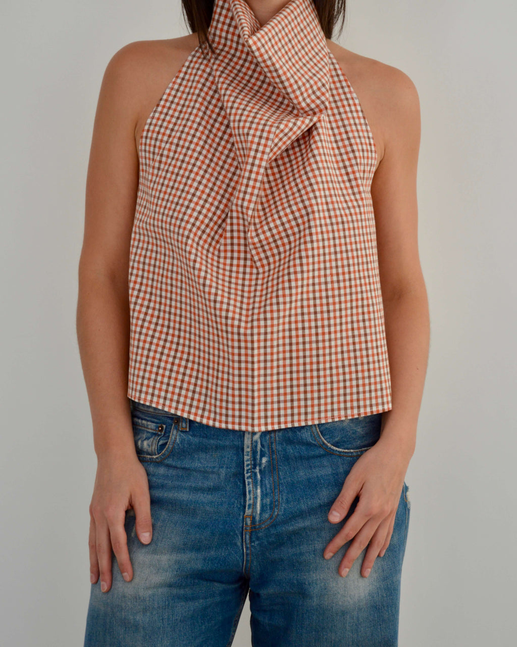 Halter Blouse - Gingham Orange (L)