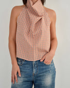 Halter Blouse - Gingham Orange (L)
