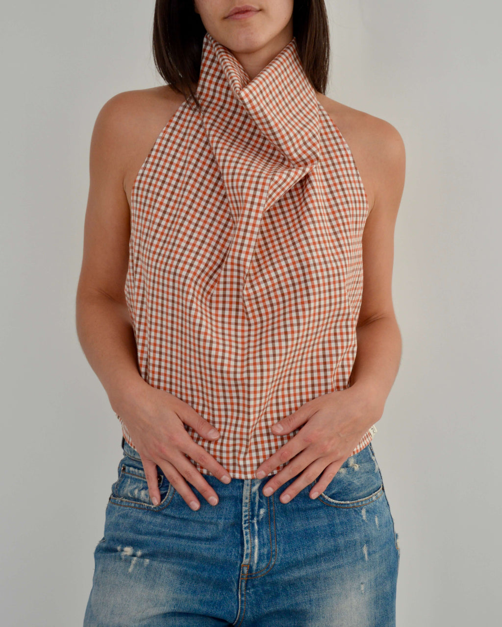 Halter Blouse - Gingham Orange (L)
