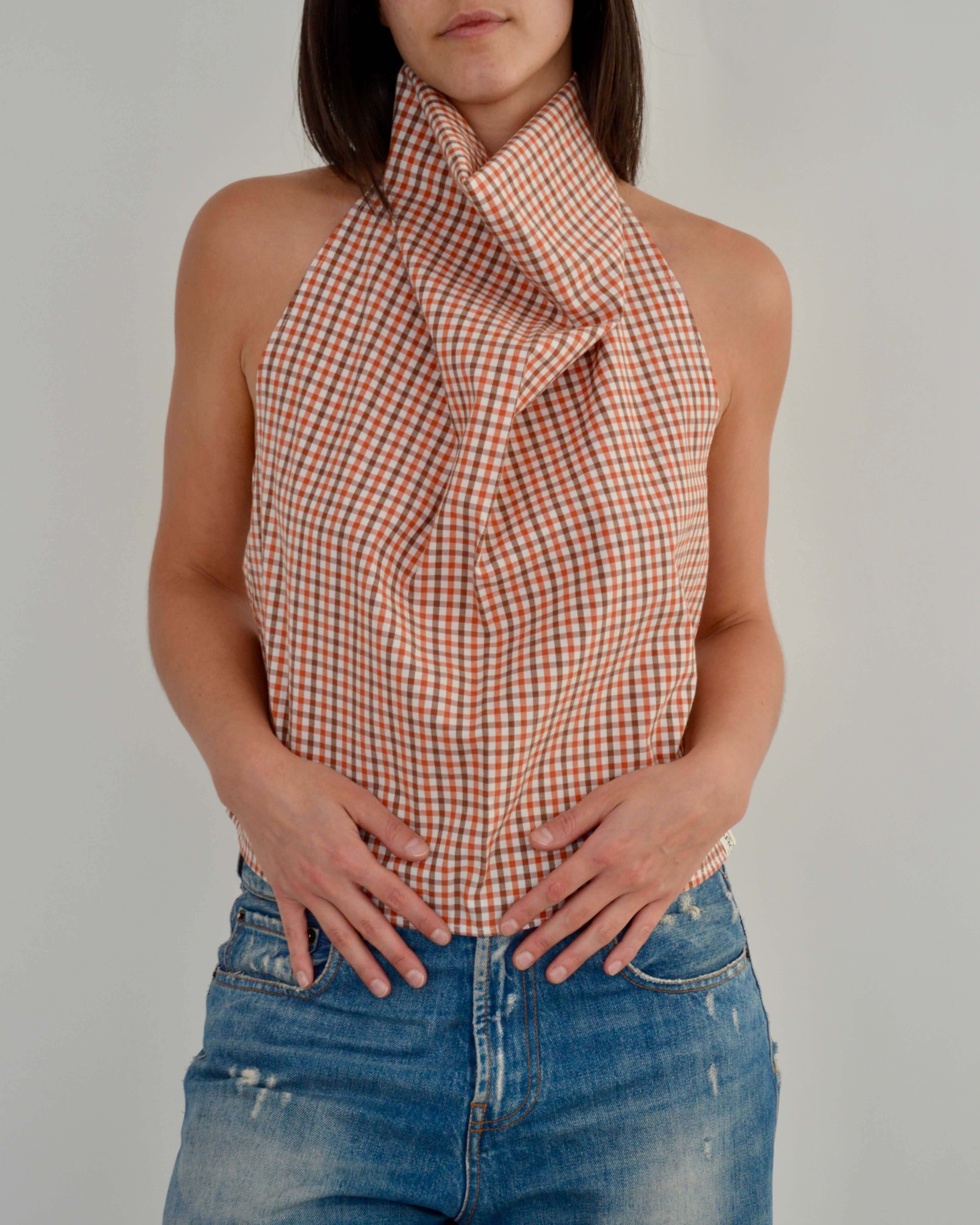 Halter Blouse - Gingham Orange (L)