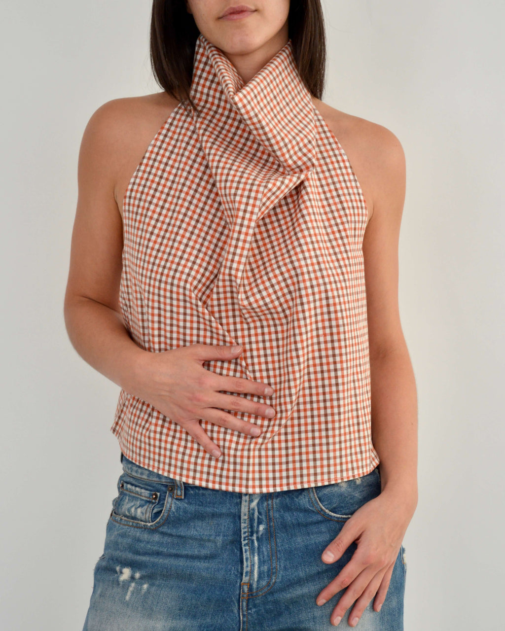Halter Blouse - Gingham Orange (L)