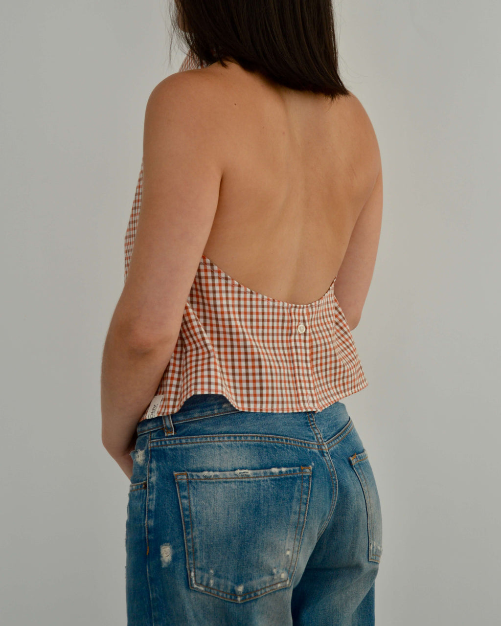 Halter Blouse - Gingham Orange (L)