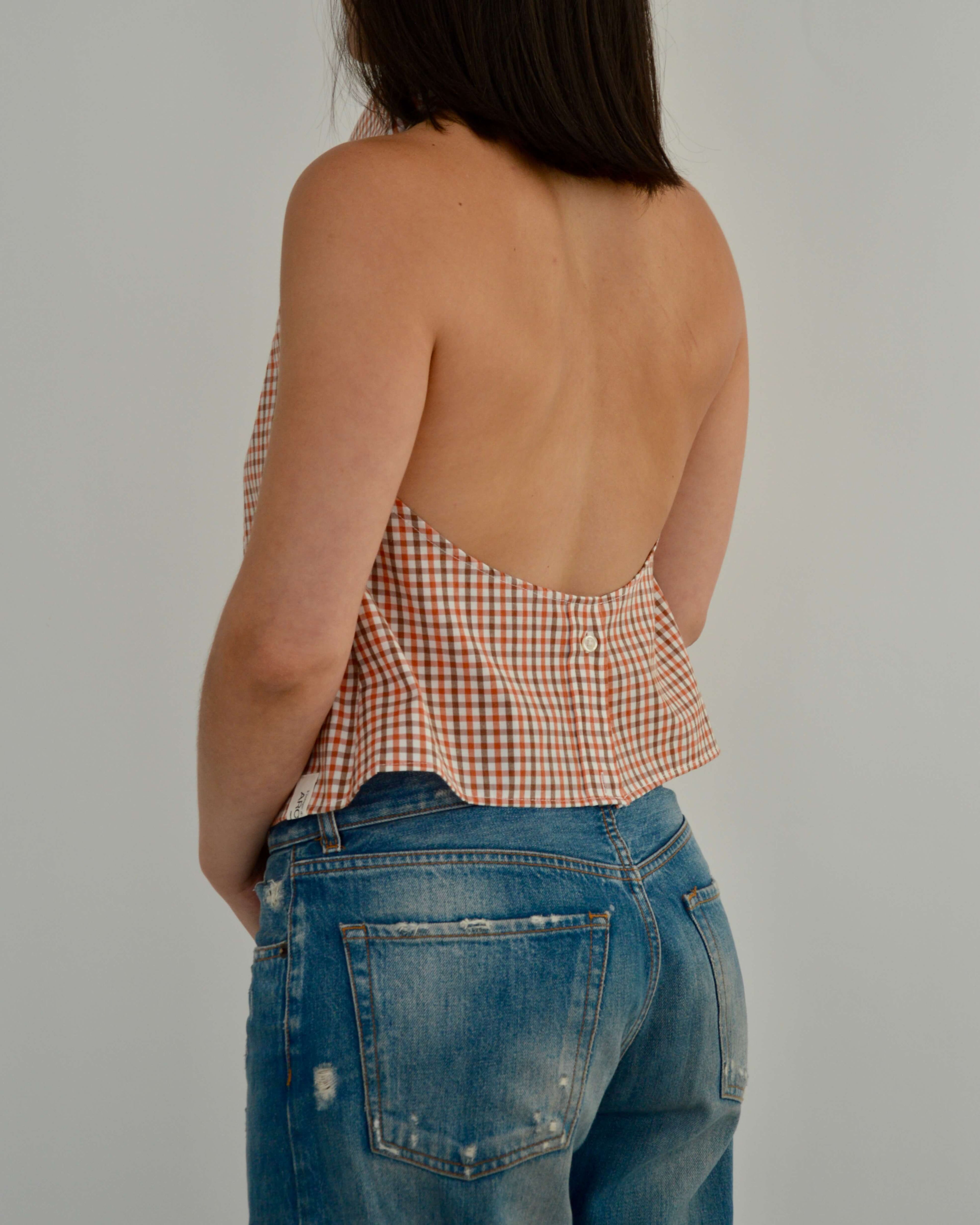 Halter Blouse - Gingham Orange (L)