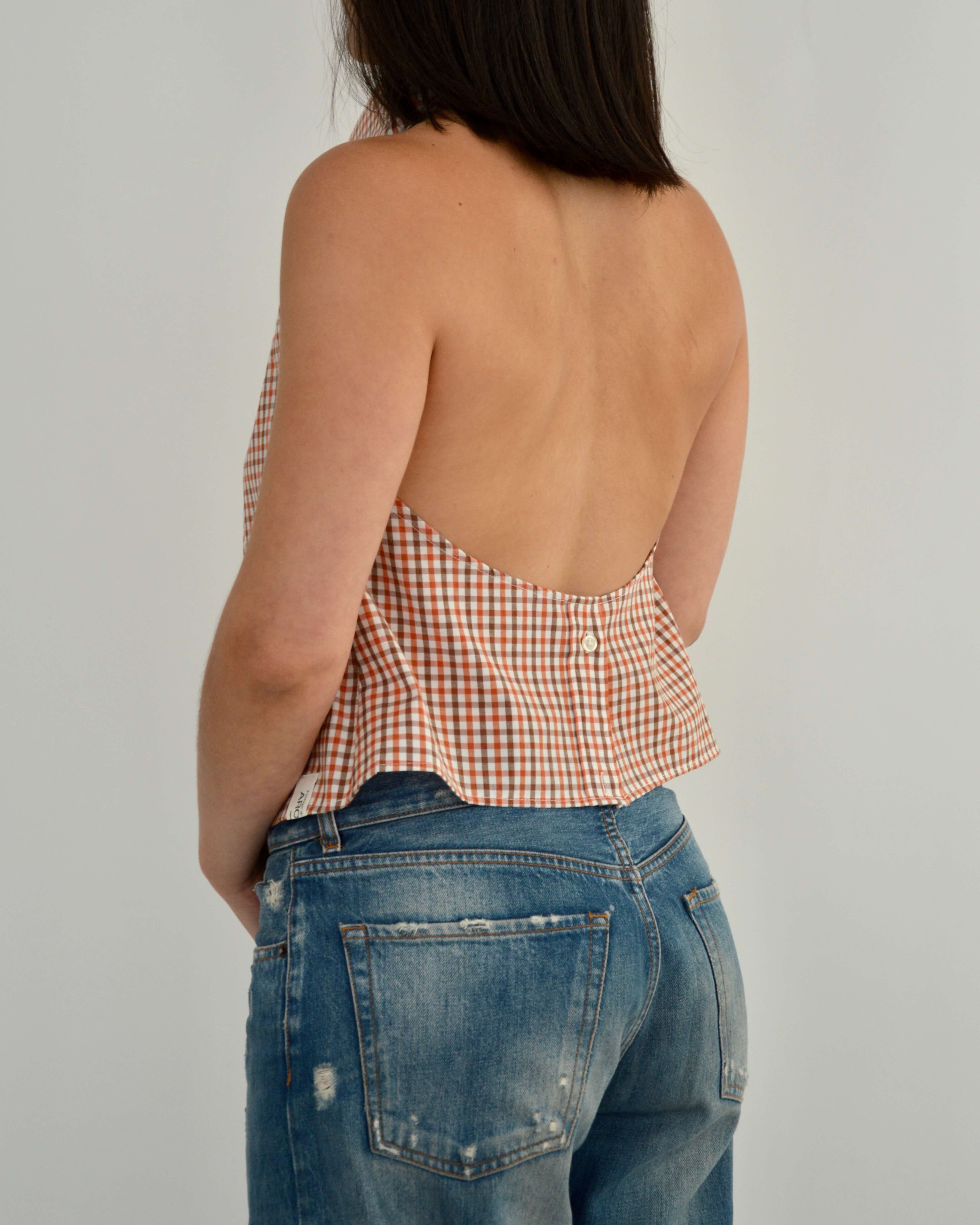 Halter Blouse - Gingham Orange (L)