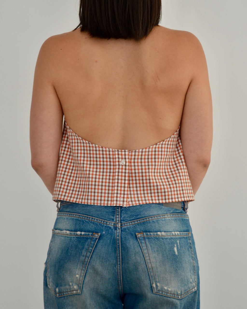 Halter Blouse - Gingham Orange (L)