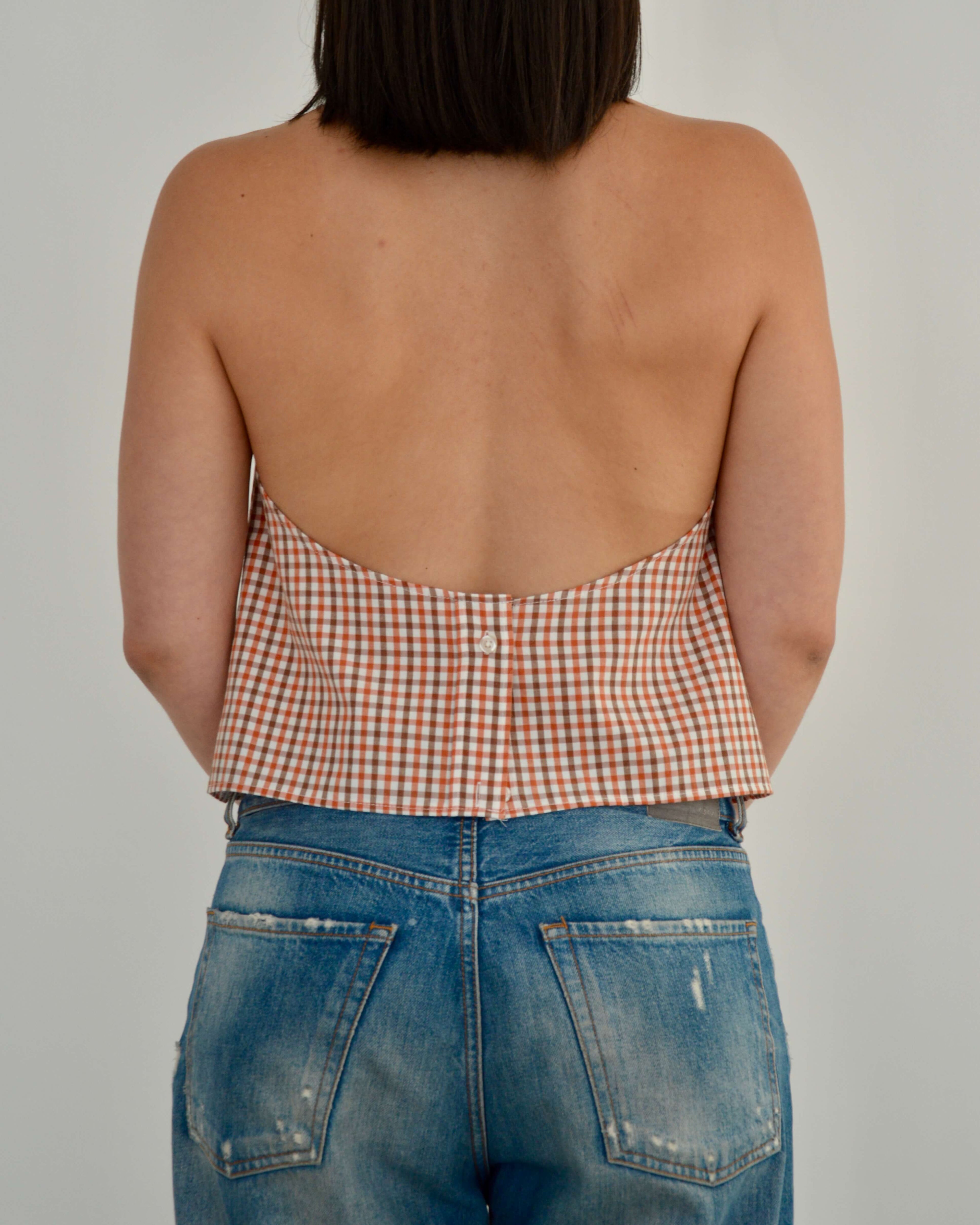 Halter Blouse - Gingham Orange (L)