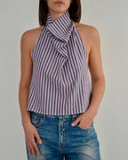 Chemisier dos nu - Rayé violet (M)