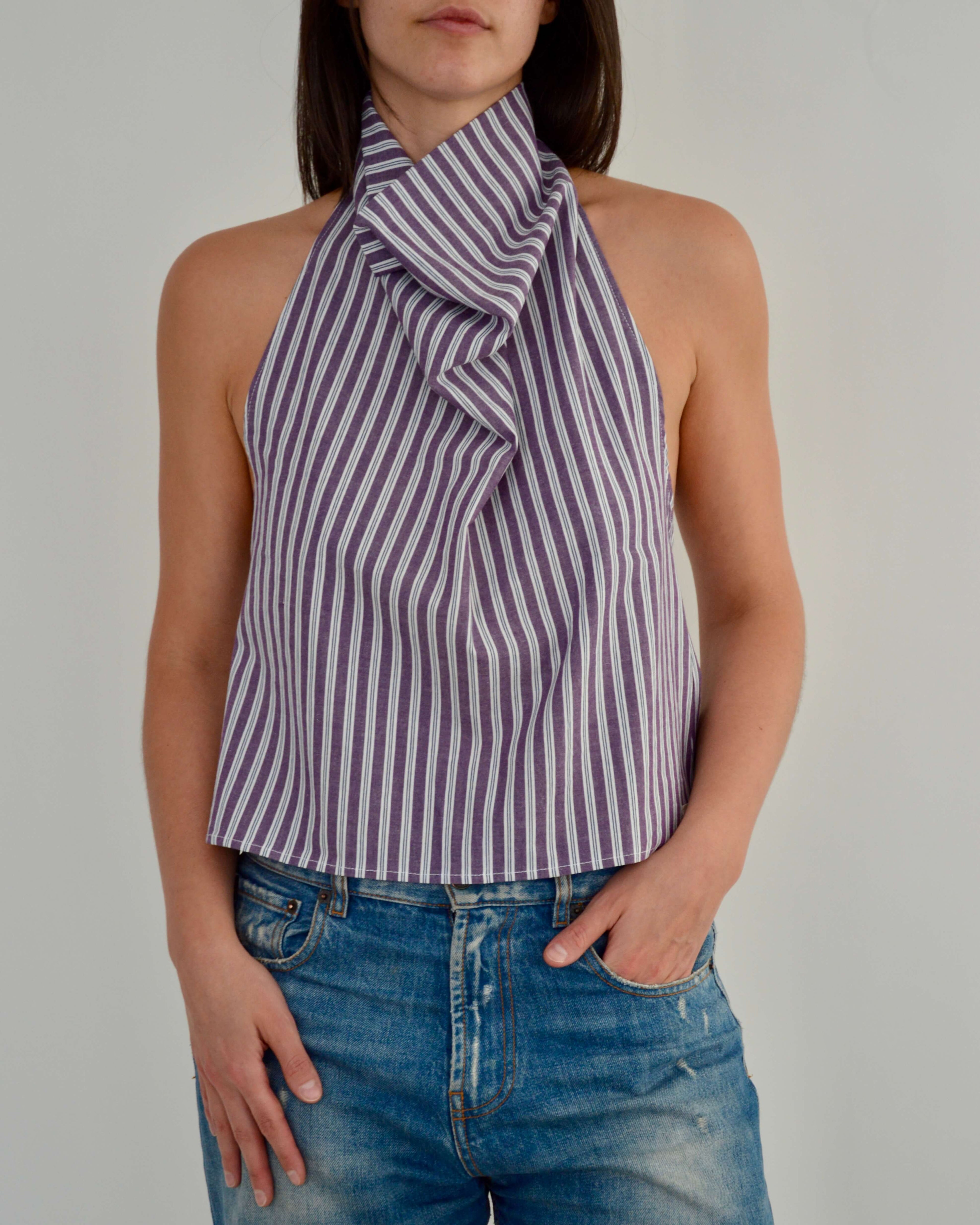 Halter Blouse - Purple Stripped (M)