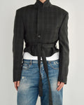 Tied-up Blazer - Grey Stripped (S)