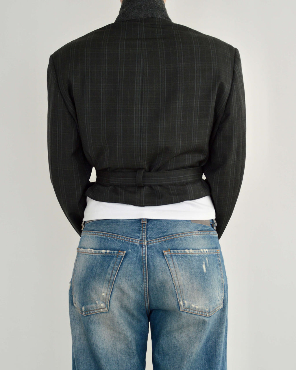 Tied-up Blazer - Grey Stripped (S)