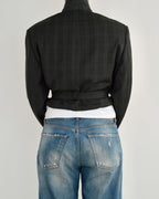 Tied-up Blazer - Grey Stripped (S)