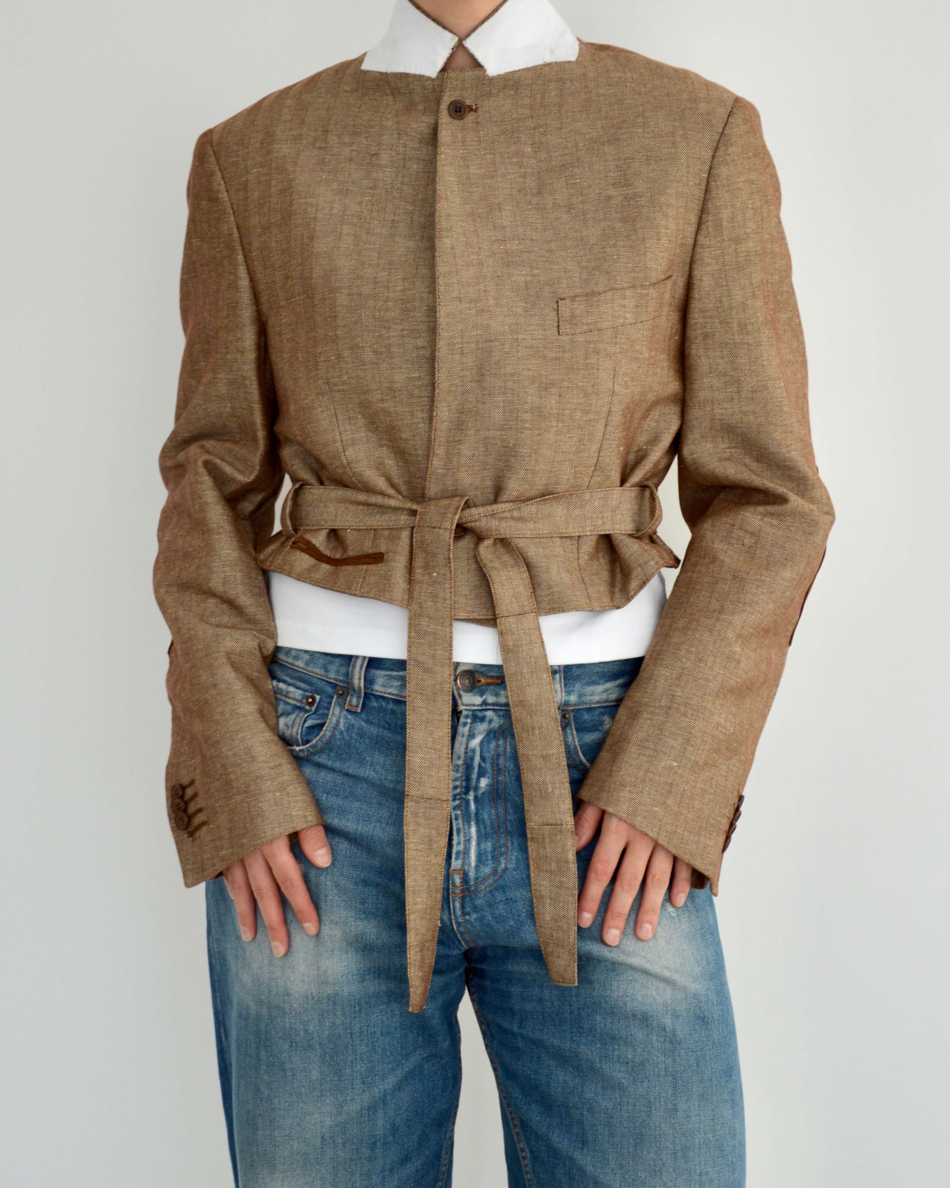 Tied-up Blazer - Linen Brown (S)