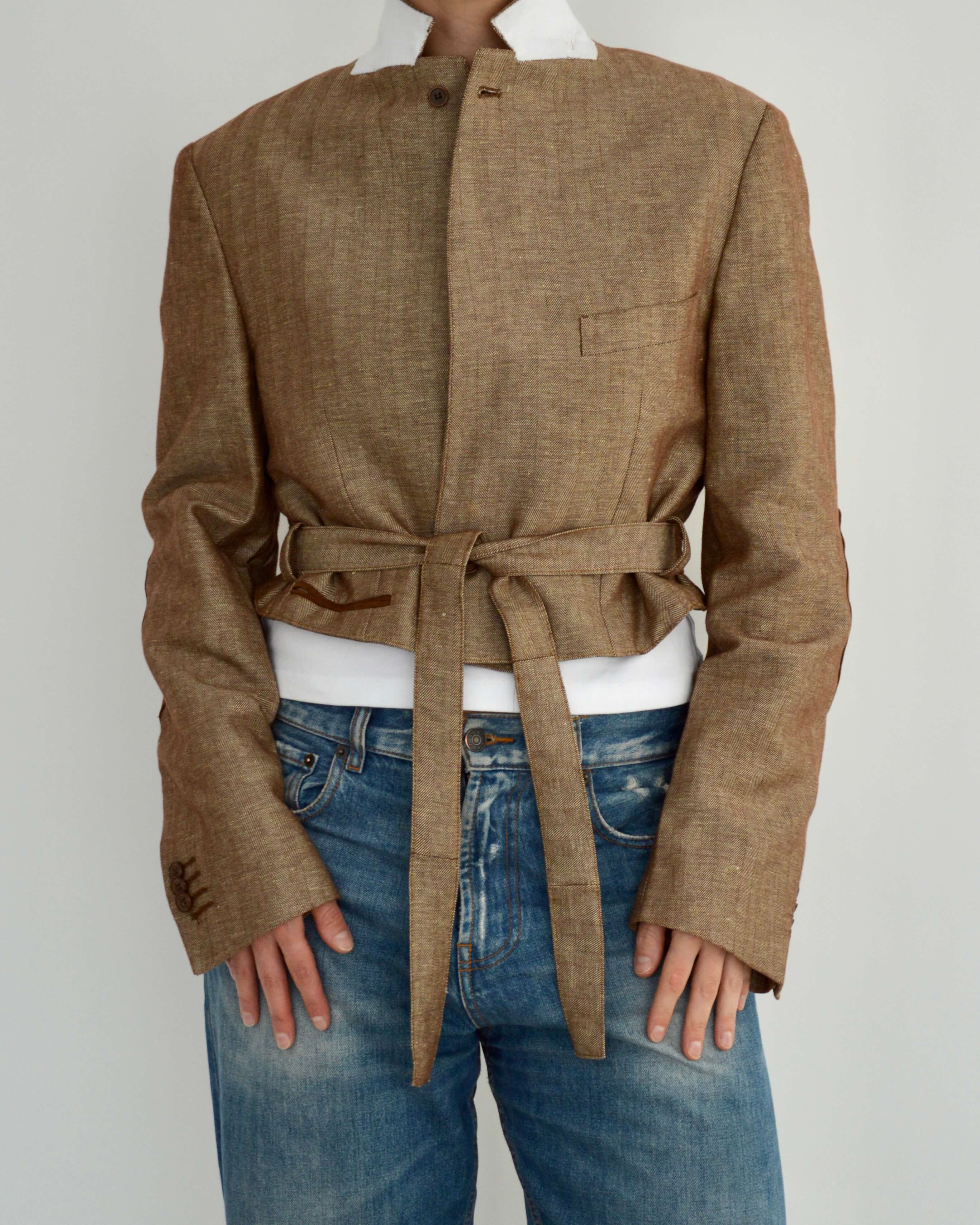 Tied-up Blazer - Linen Brown (S)