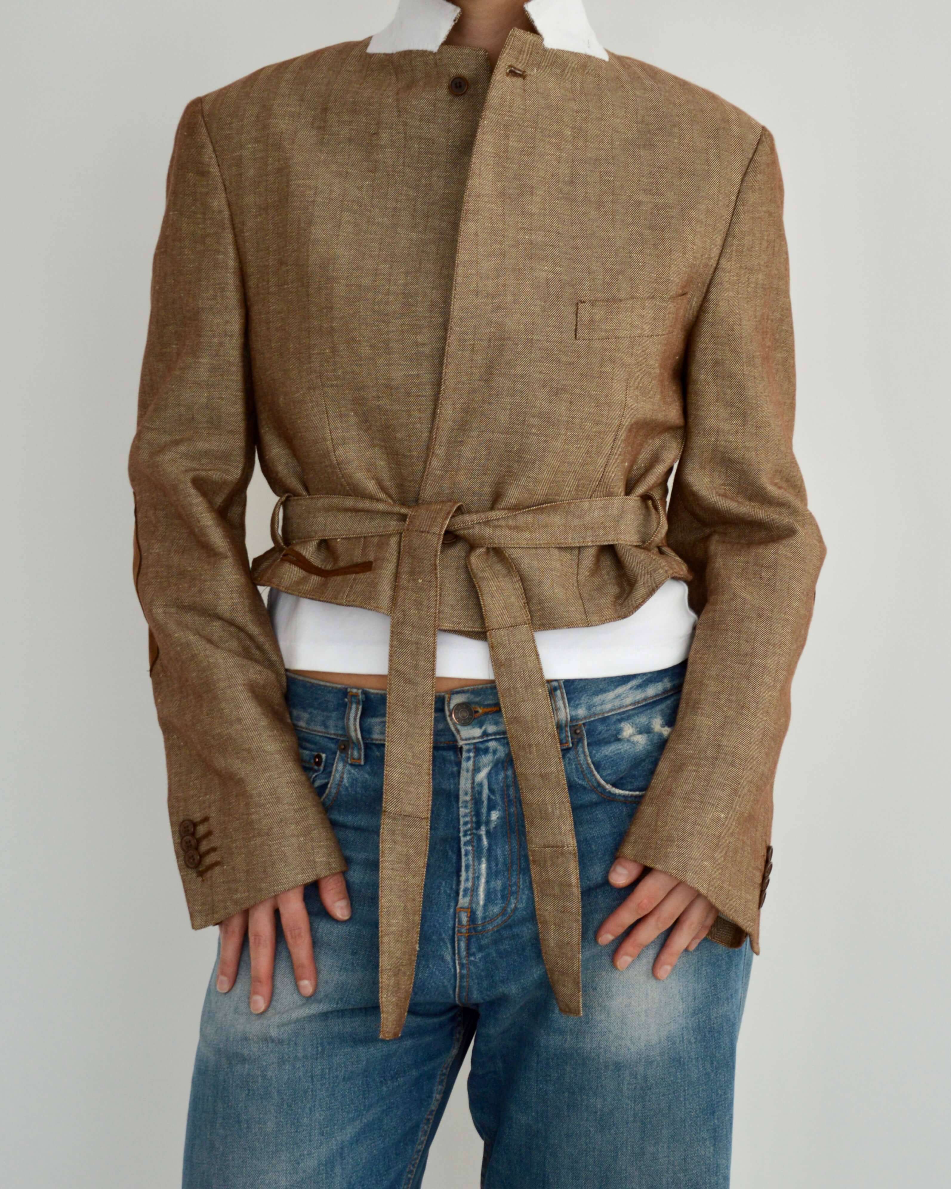 Tied-up Blazer - Linen Brown (S)