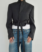 Tied-up Blazer - Grey Pinky Lines (S)