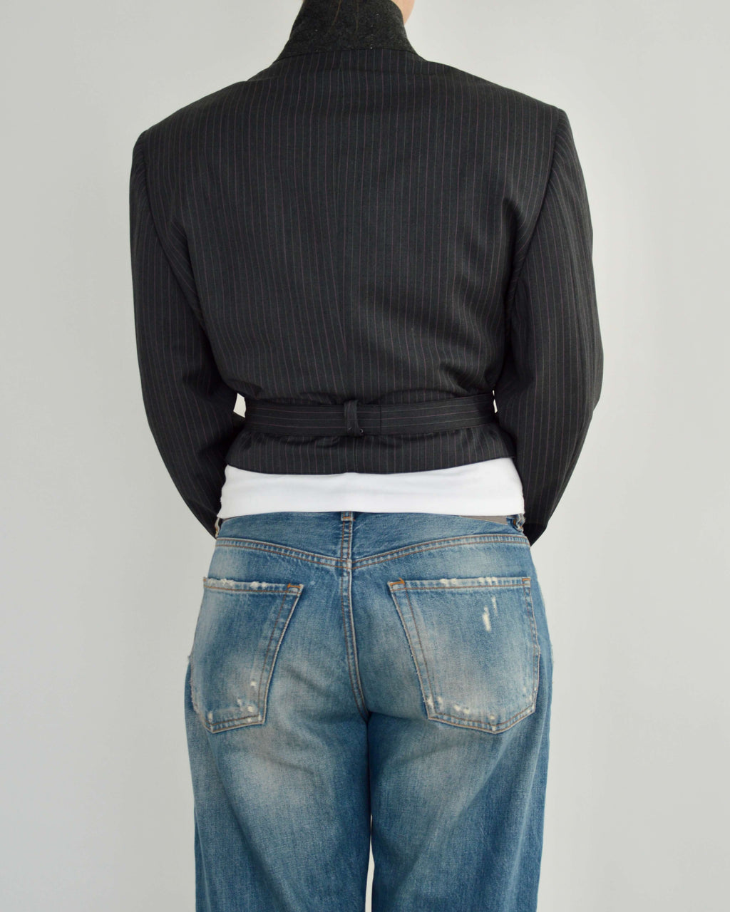 Tied-up Blazer - Grey Pinky Lines (S)