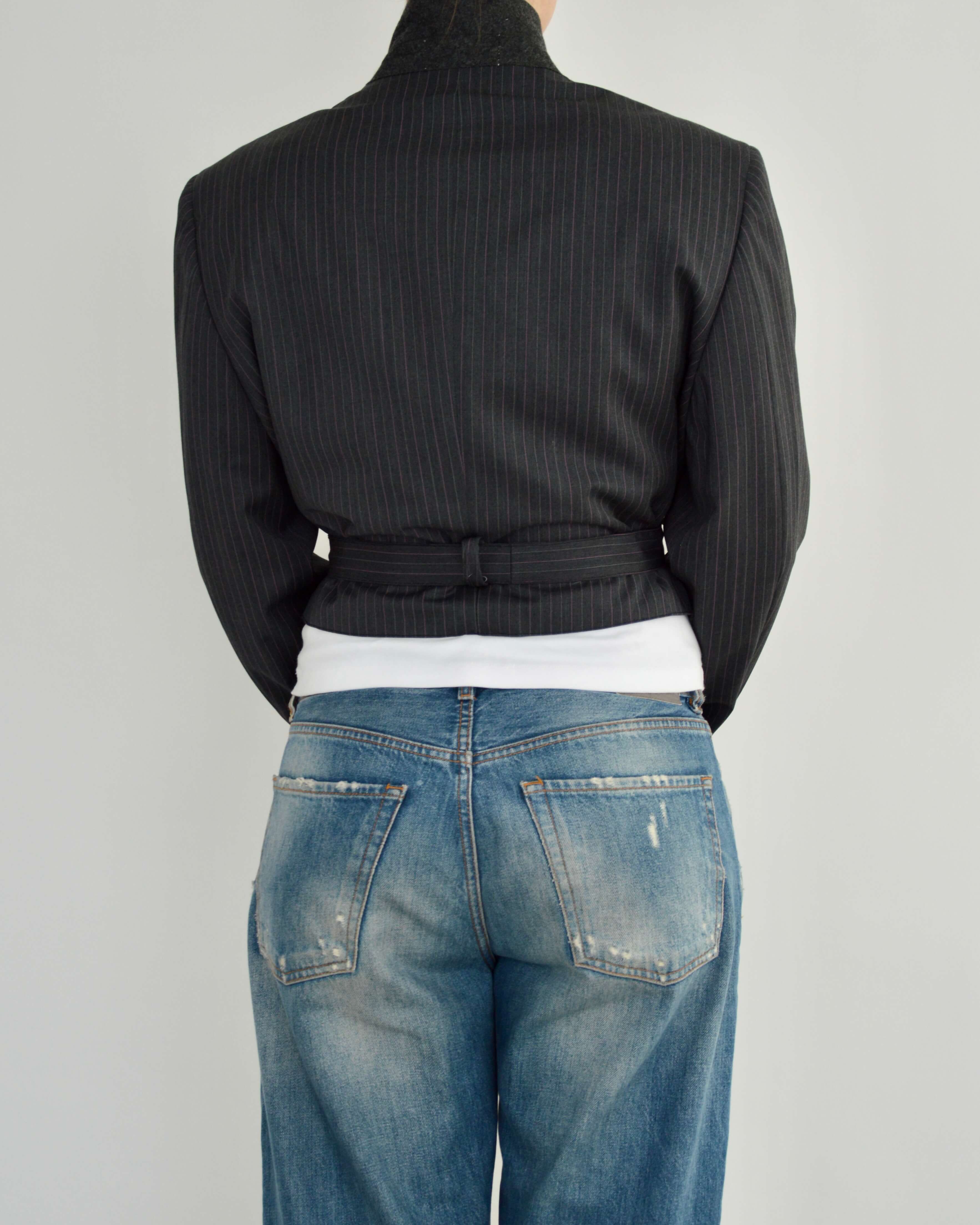 Tied-up Blazer - Grey Pinky Lines (S)
