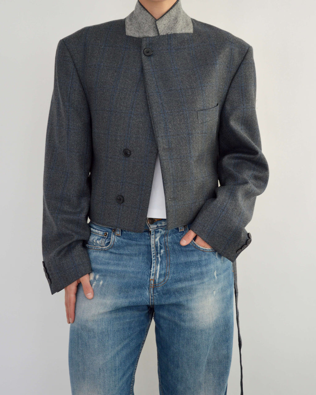 Tied-up Blazer - Textured Blue (L)