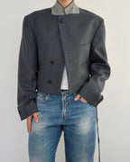 Tied-up Blazer - Textured Blue (L)