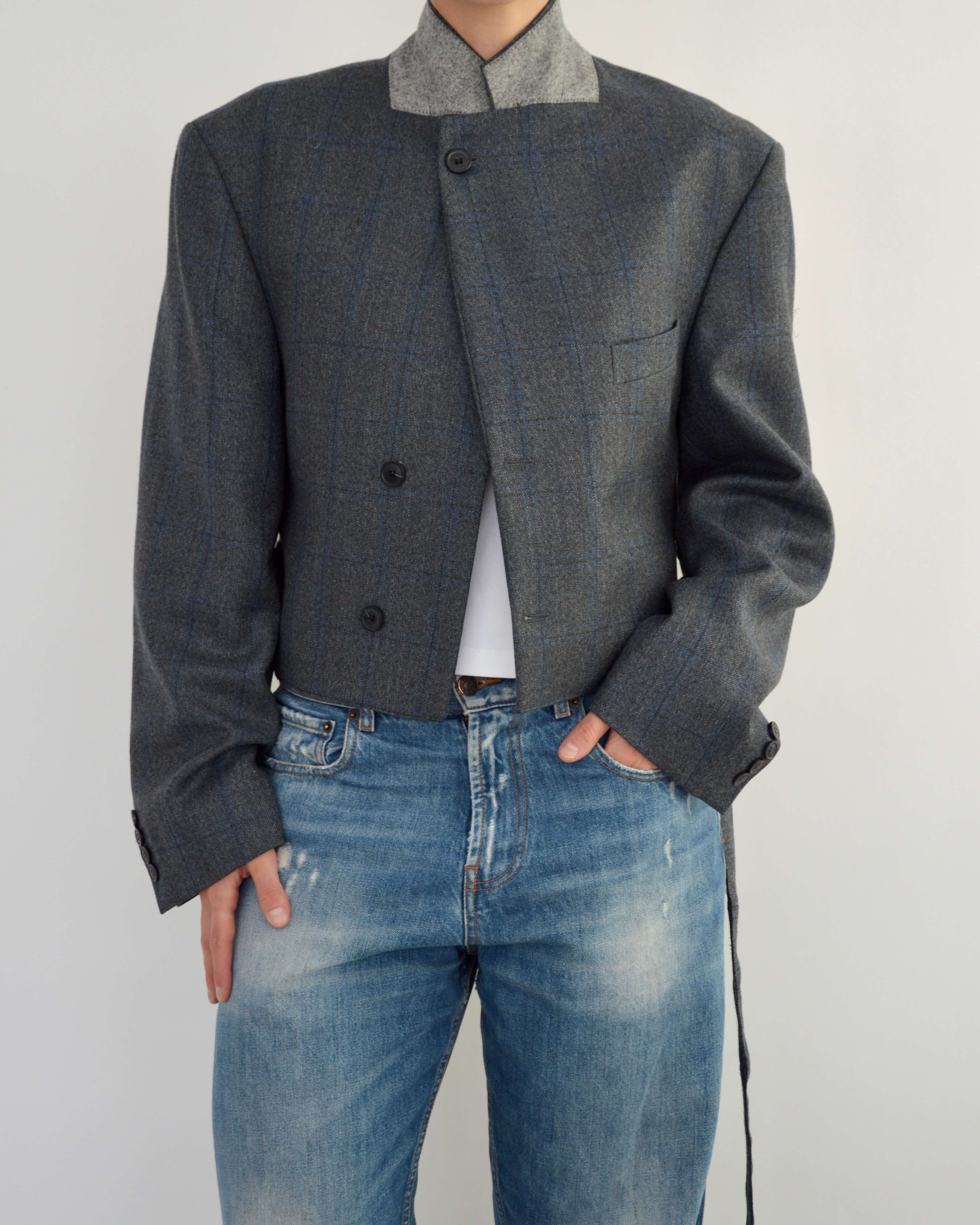 Tied-up Blazer - Textured Blue (L)