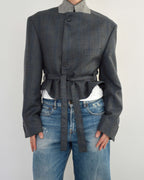 Tied-up Blazer - Textured Blue (L)
