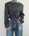 Tied-up Blazer - Textured Blue (L)