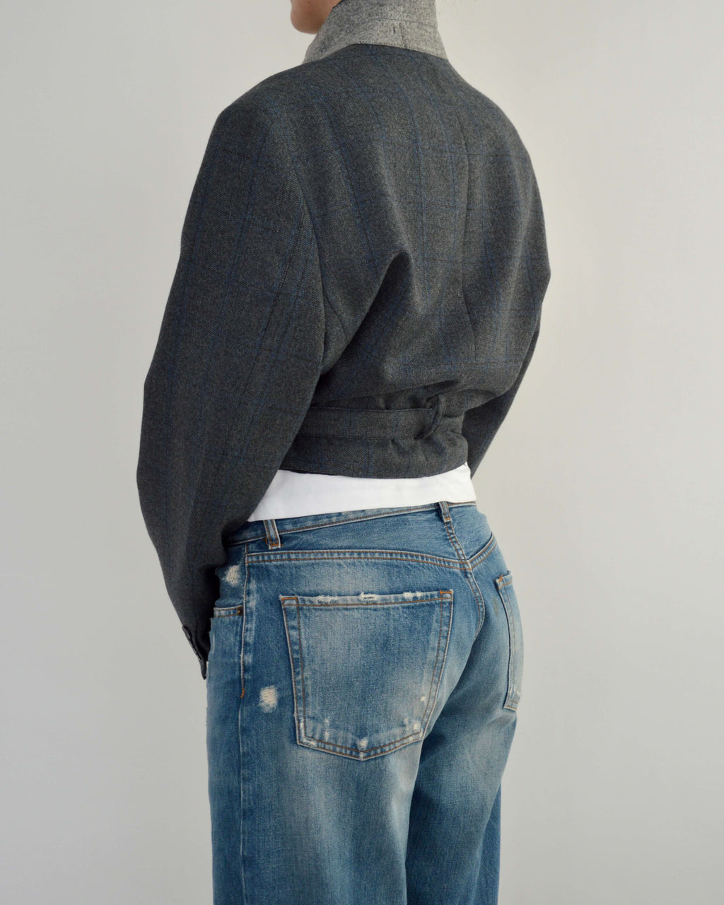 Tied-up Blazer - Textured Blue (L)
