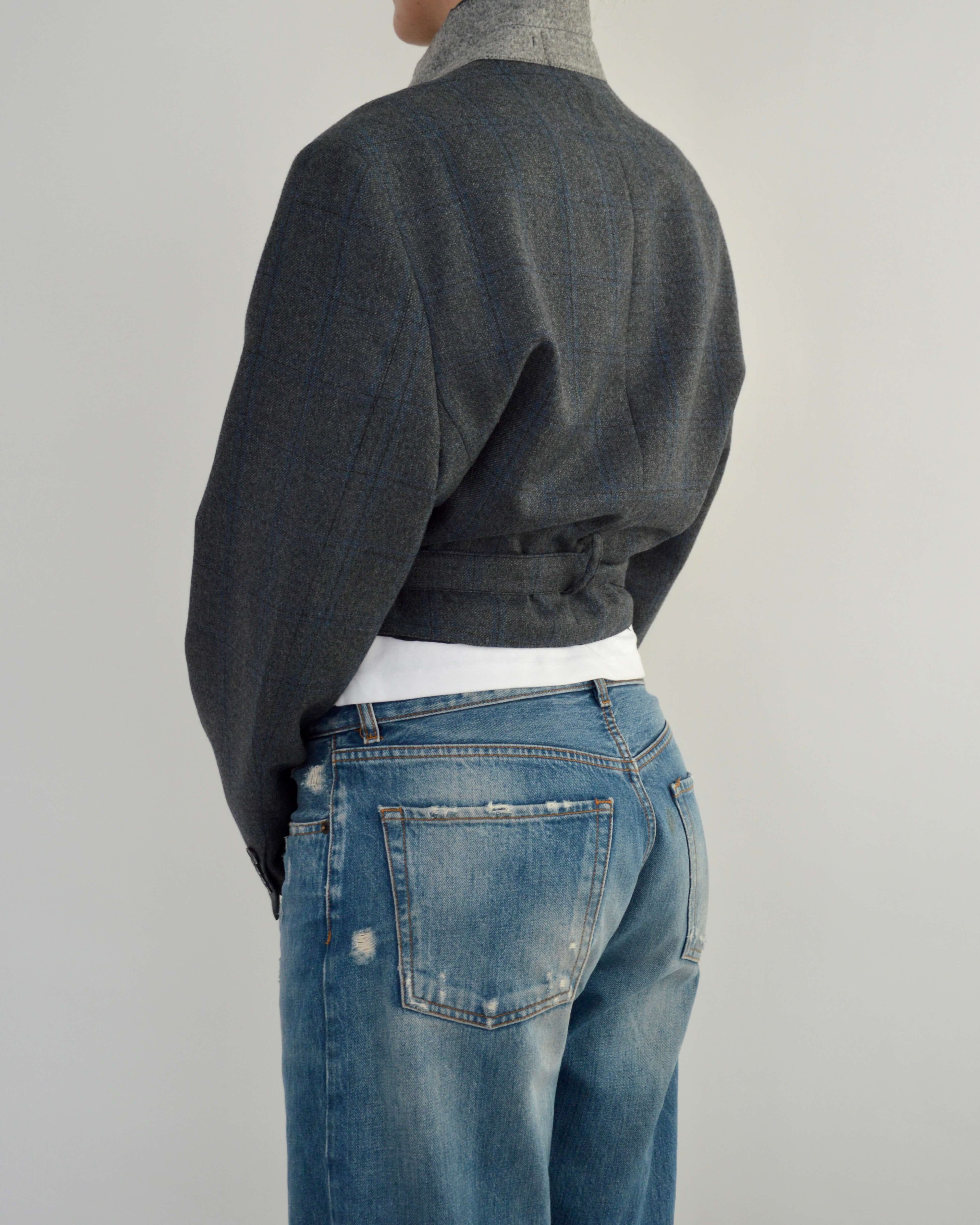 Tied-up Blazer - Textured Blue (L)