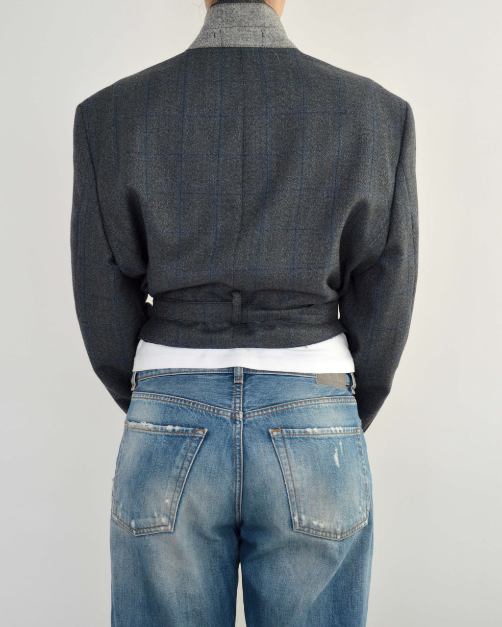 Tied-up Blazer - Textured Blue (L)