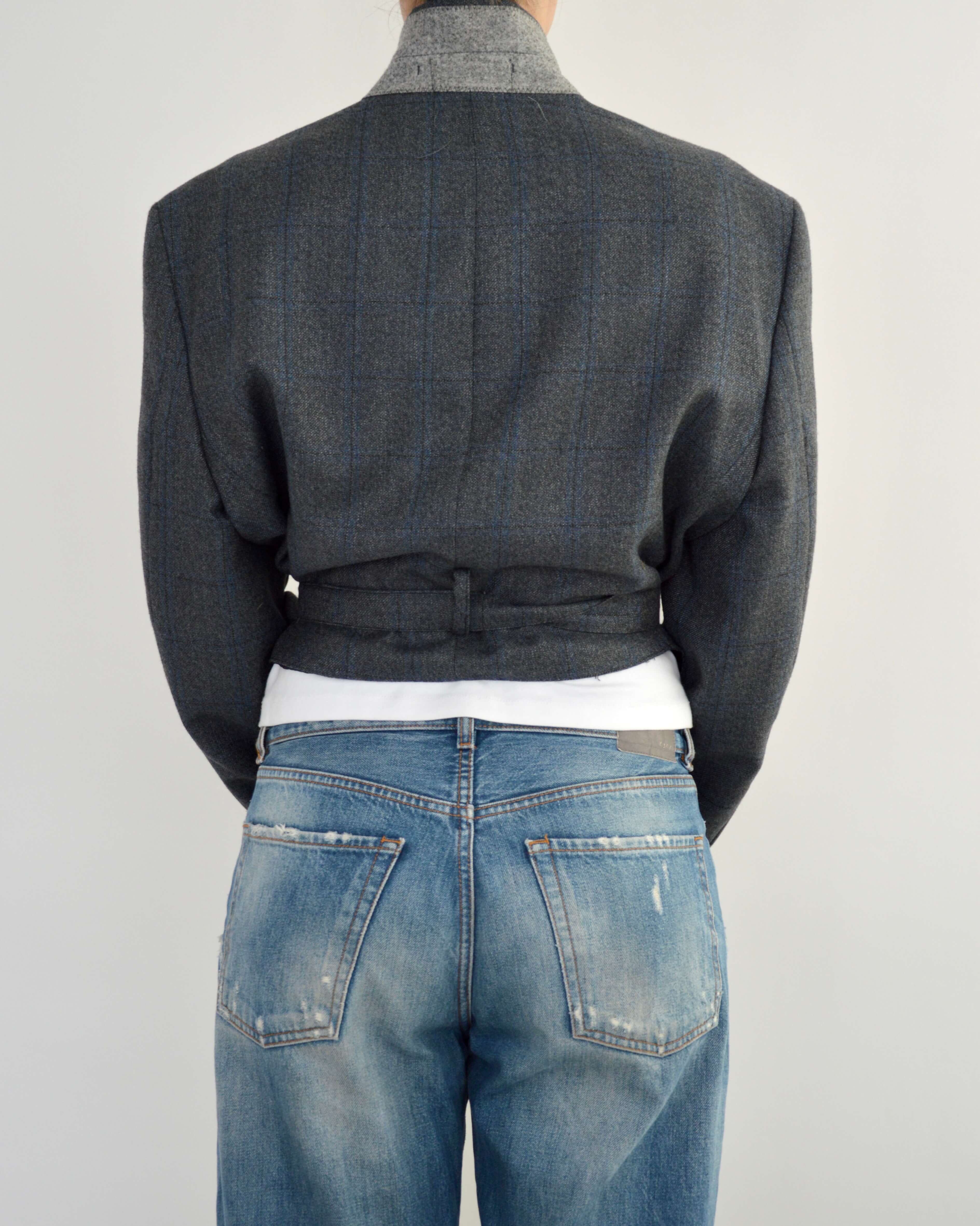 Tied-up Blazer - Textured Blue (L)