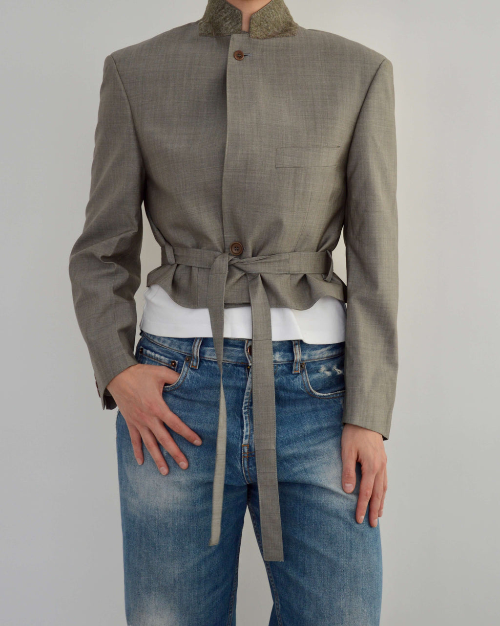 Tied-up Blazer - Silk Olive (S)