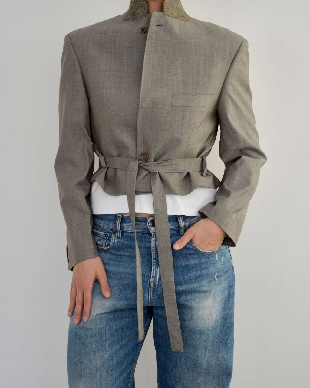 Tied-up Blazer - Silk Olive (S)