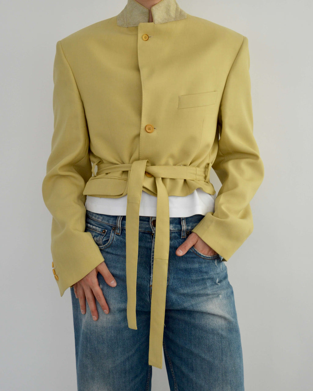 Tied-up Blazer - Textured Gold (M)