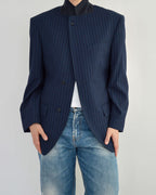High Neck Blazer - Navy Stripped (M)