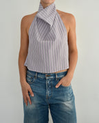 Halter Blouse - Purple Striped (M)